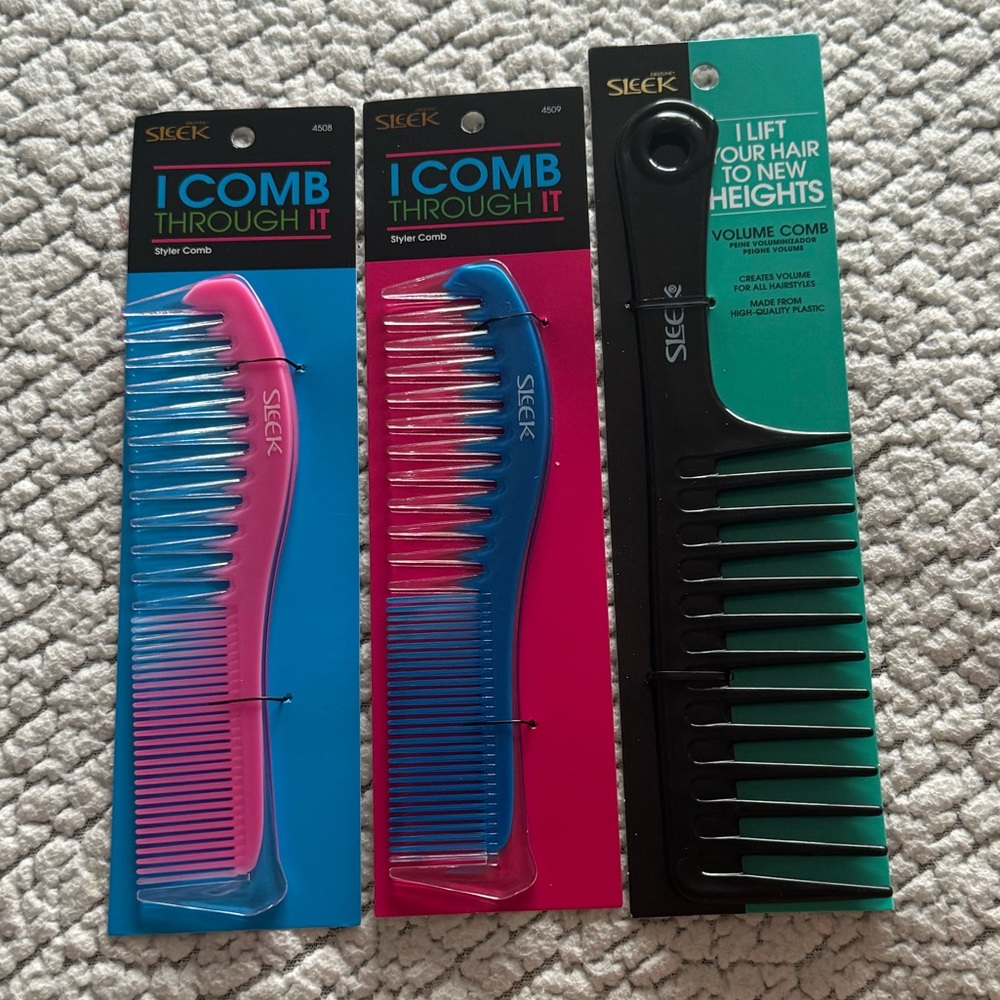NWT Bundle Sleek Comb Set - Pink, Blue, Black!